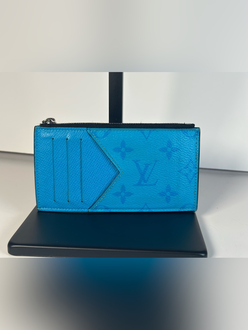 Authentic Louis Vuitton Taigarama Blue Lagoon Monogram Card Holder Wallet
